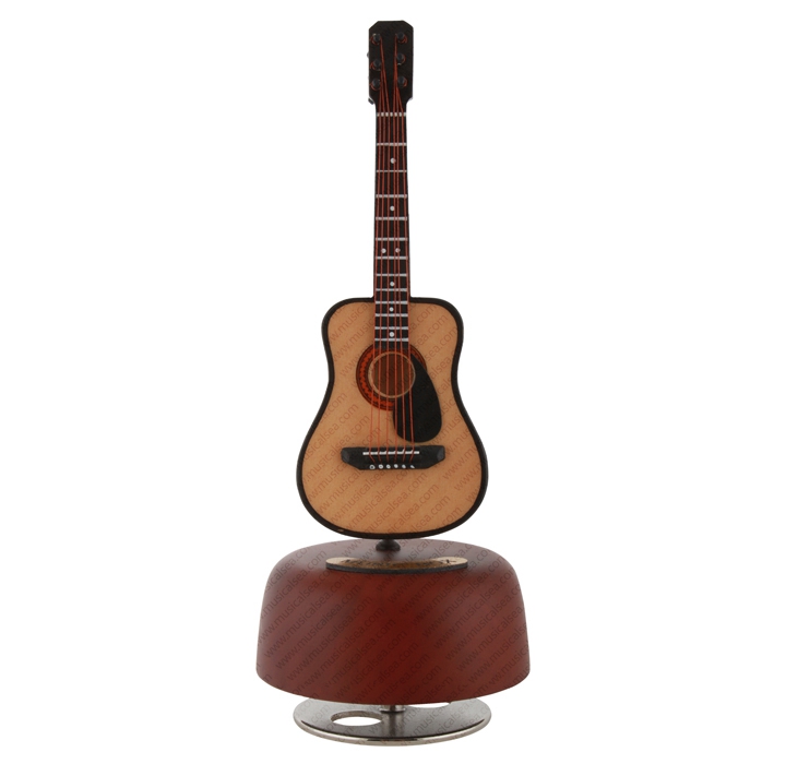 Miniature guitar rotating music box hand cran